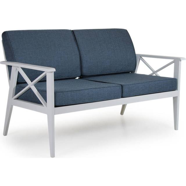 Brafab Sottenville 2,5-sitssoffa Vit matt med blå dyna 167 x 77 cm