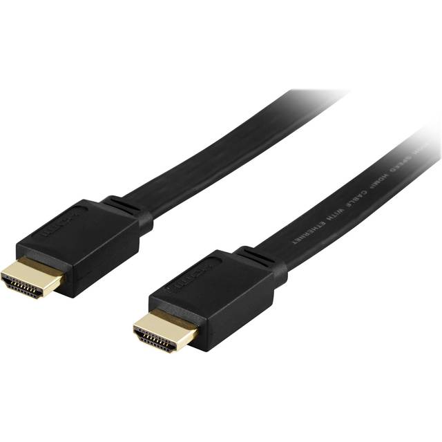 DELTACO platt HDMI-kabel, 15m - Svart