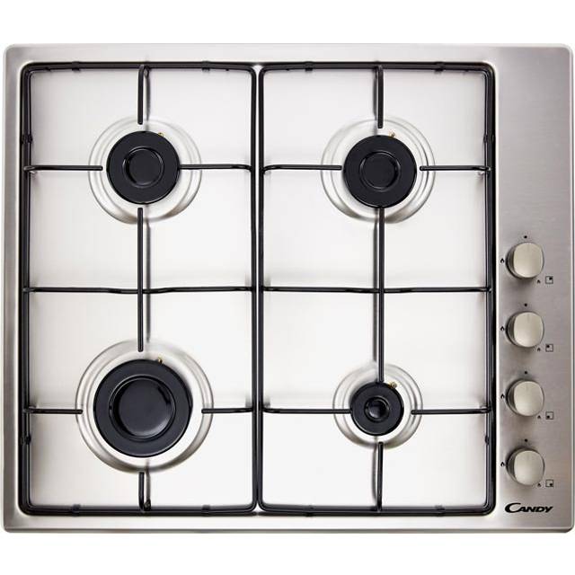 Candy CHW6LX 60cm 4 Burner Gas Hob in Stainless Steel