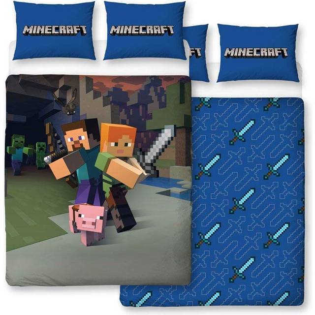 Minecraft 'good Guys' Double Duvet Set - Large Print Design - Cover New Kids -  duvet double minecraft cover set new kids official
