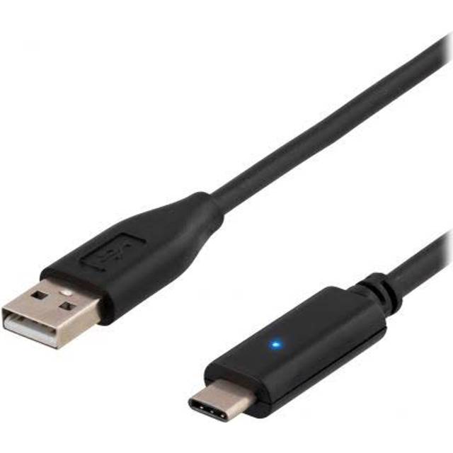 DELTACO USB 2.0 kabel, Typ C - Typ A hane, 0.5m, svart