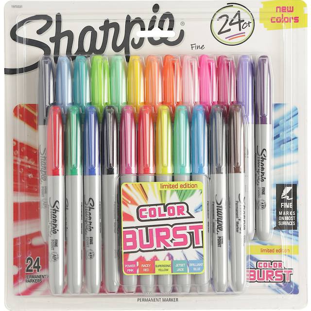 SHARPIE 1956292 Permanenta Märkpennor, Flerfärgad, Paket med 24