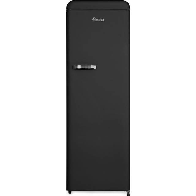 Swan SR11050BN Retro Tall Larder Fridge with Chrome Wine Rack, Black