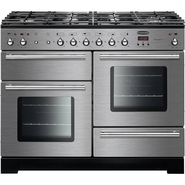 Rangemaster Toledo + TOLP110DFFSS/C 110cm Dual Fuel Range Cooker - Stainless Steel / Chrome - A/A Rated