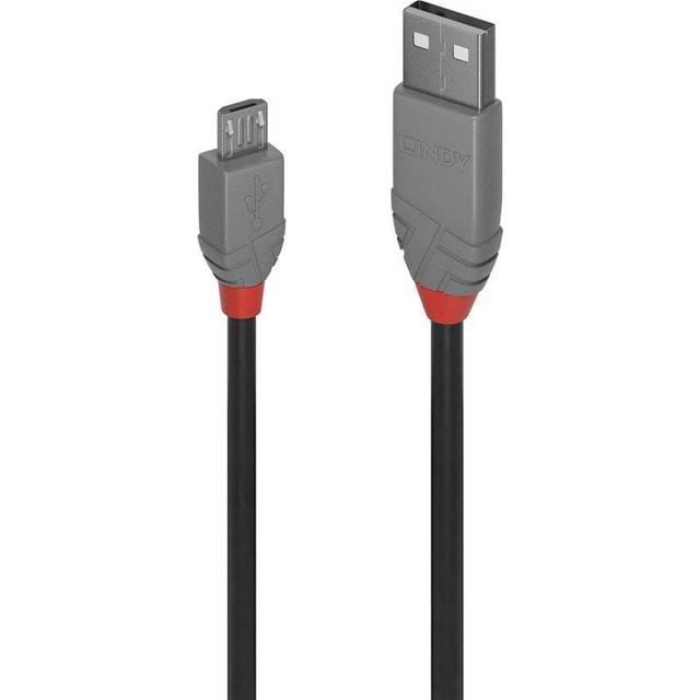 LINDY 36734 3 m Anthra Line USB 2.0 Typ A till Micro-B-kabel – svart