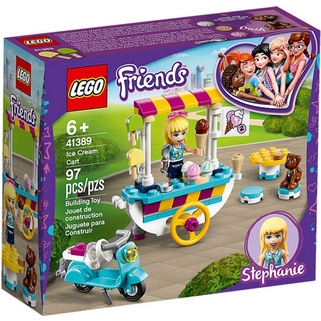 LEGO 41389 Friends Ice Cream Cart Playset with Stephanie, Scooter and Dash