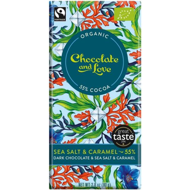 Chocolate and Love Organic 55% Dark Chocolate, Sea Salt &amp; Caramel