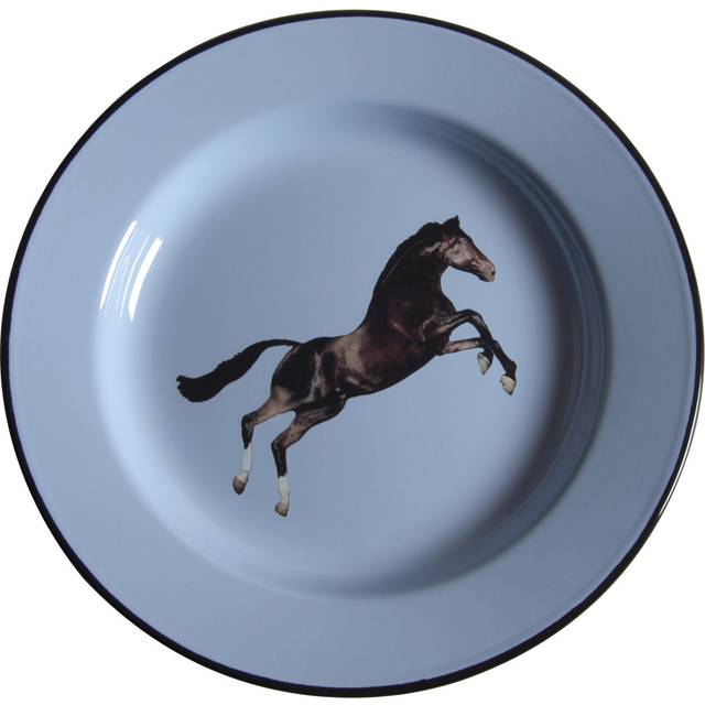 Seletti Blue and Black Horse Enamel Plate 26cm