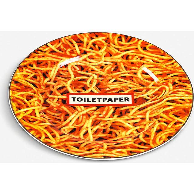 Seletti Orange and Yellow Wears Toiletpaper Porcelain Spaghetti Plate 27cm