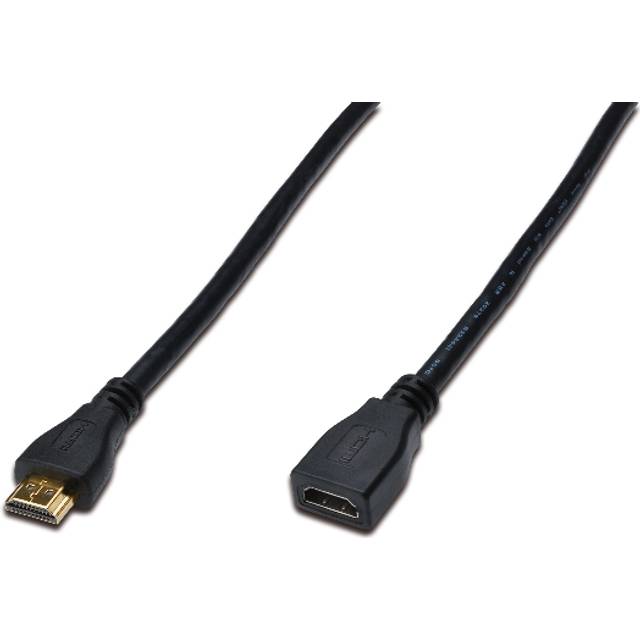 2.0m Type A Male to Type A Female HDMI High Speed with Ethernet Extension Cable - Black