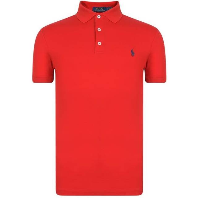 Cotton Pique Polo Shirt in Slim Fit - Red - XL