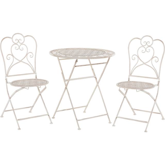 Bistro Set Folding TRIESTE Metal Light Beige