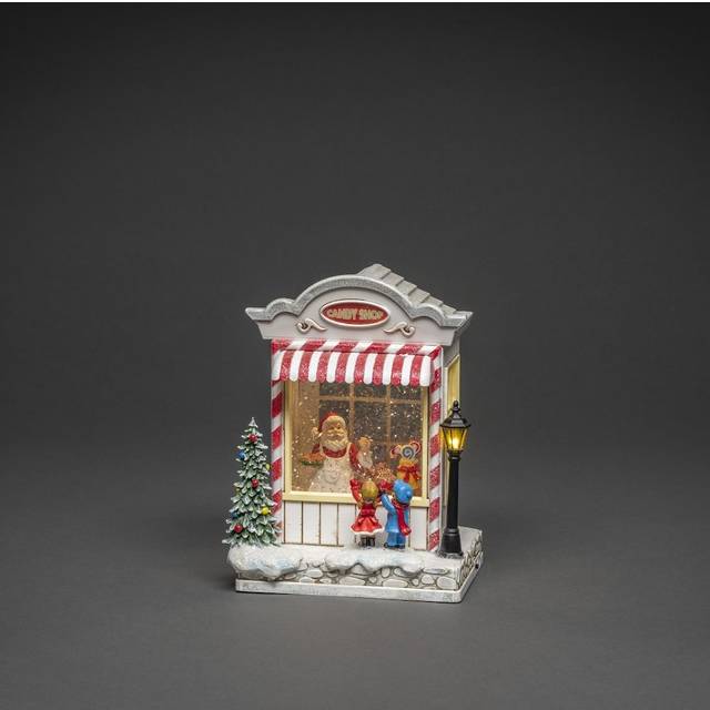 Konstsmide LED snöglob lykta godisbutik och jultomtescen, vattenfyllda/juldekorationer inomhusbruk (IP20)/valfri åtta sångmusik/batteridriven: 3 x C 1,5 V (exkl.), vit