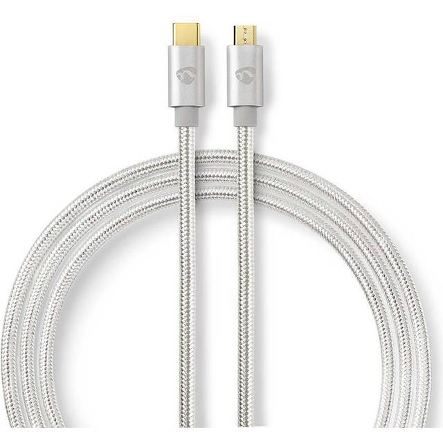 Nedis USB-kabel | USB 2.0 | USB-C™ Hane | USB Micro-B Hane | 10 W | 480 Mbps | Guldplaterad | 3.00 m | Rund | Flätad / Nylon | Aluminium | Kartong med täckt fönster