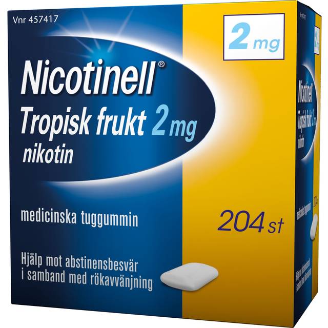 Nicotinell Tropisk frukt, medicinskt tuggummi 2 mg 204 st