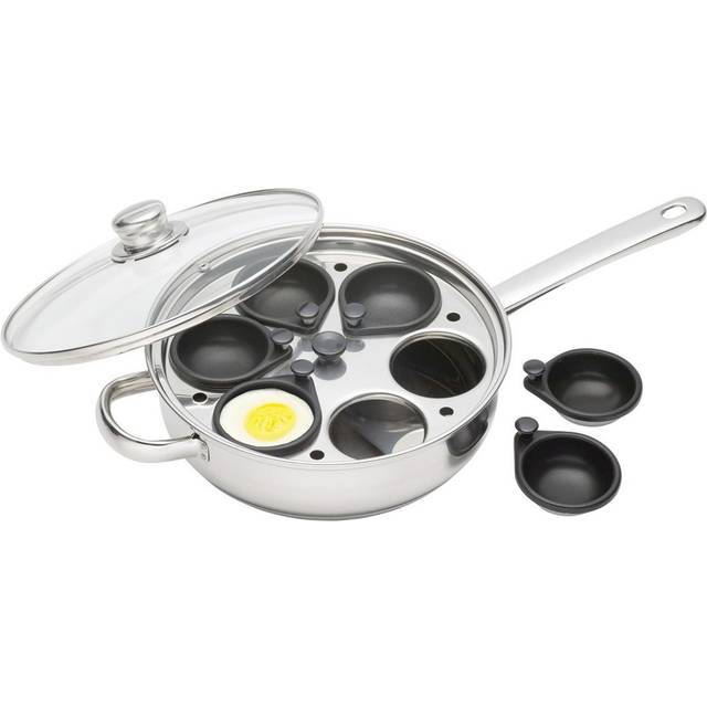 Non-Stick Stainless Steel 6 Egg Poacher Pan - Silver