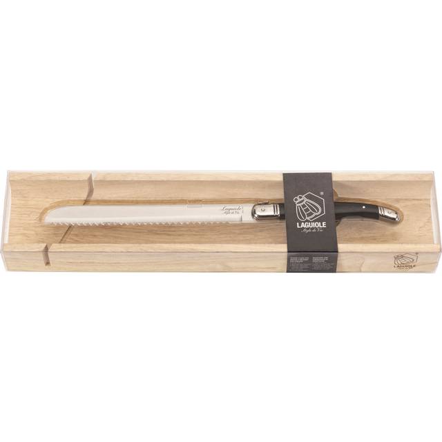 Laguiole Style De Vie Premium Bread Knife Black with Baguette Board