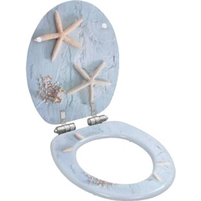 vidaXL WC Toilet Seat with Soft Close Lid MDF Starfish Design - Grey