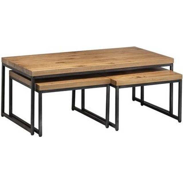 Julian Bowen Brooklyn Oak Nest of Tables Set of 3 - Brown - 60 x 120 x 45cm