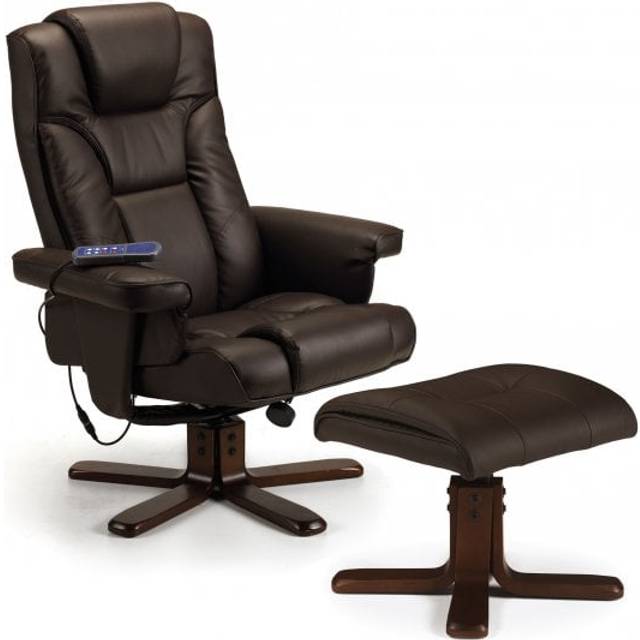 Julian Bowen Malmo Brown Massager Recliner Chair with Footstool