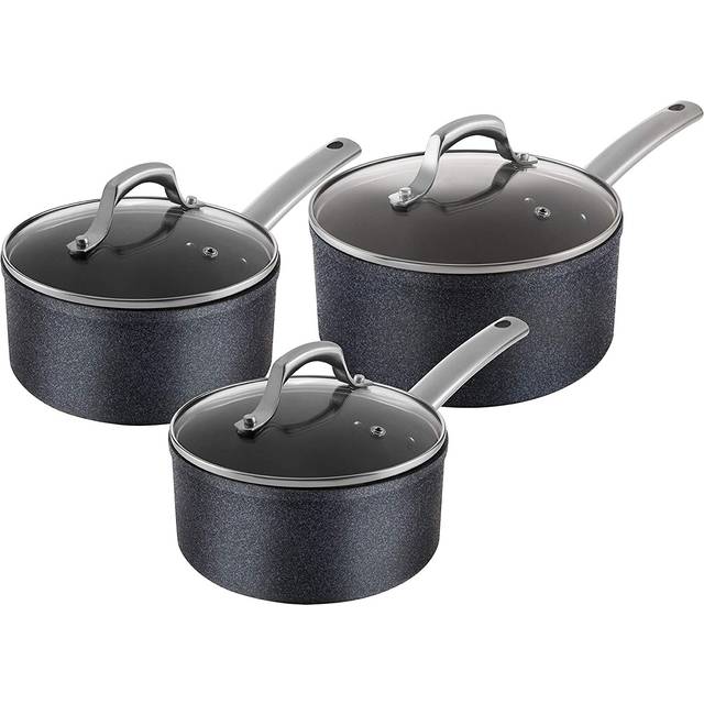 Tower TruStone 3 Piece Saucepans Violet Black