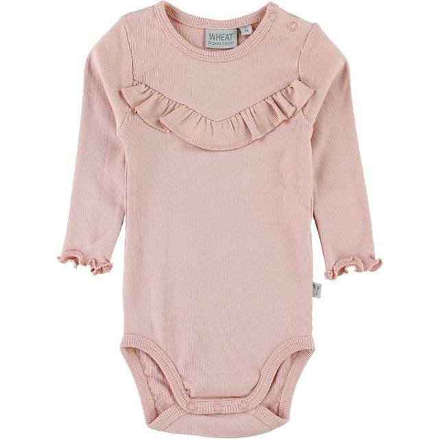 Wheat Body Rib Ruffle LS - Misty Rose