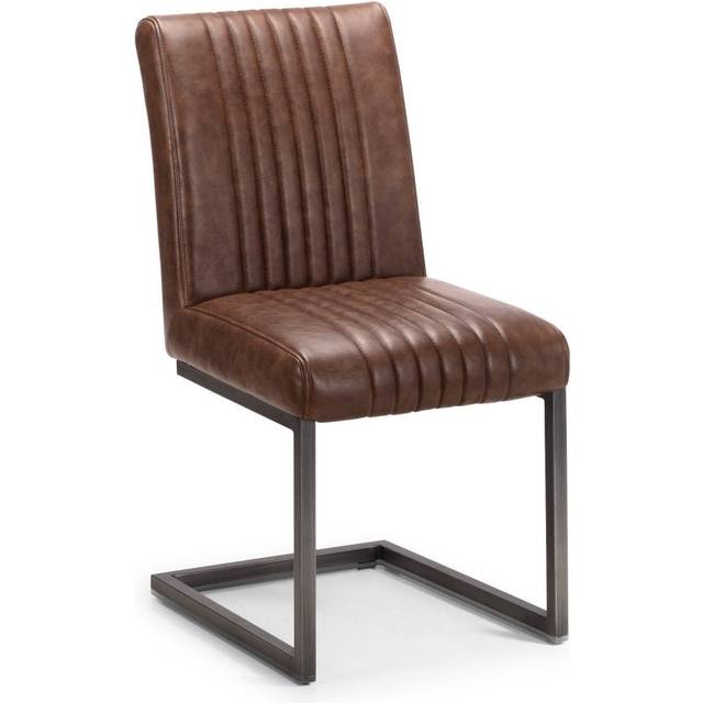 Julian Bowen Brooklyn Dining Chair - Brown Faux Leather and Square Gunmetal