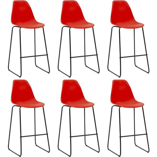 vidaXL 6x Bar Chairs Black Plastic Counter Chair Pub Club Stools Seating Seats