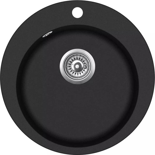 vidaXL Granite Kitchen Sink Single Basin Round Black