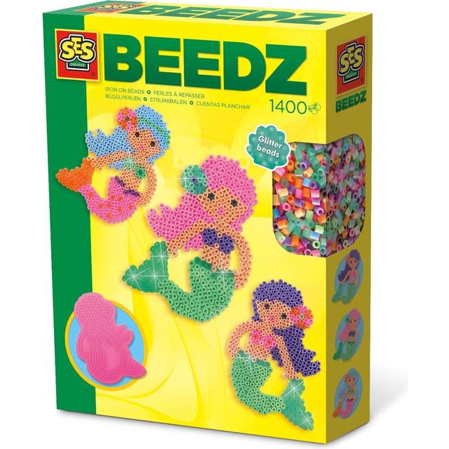 SES Creative Children's Beedz Mermaid Iron-on Beads Mosaic Set & 1400 Iron-on Beads Mix