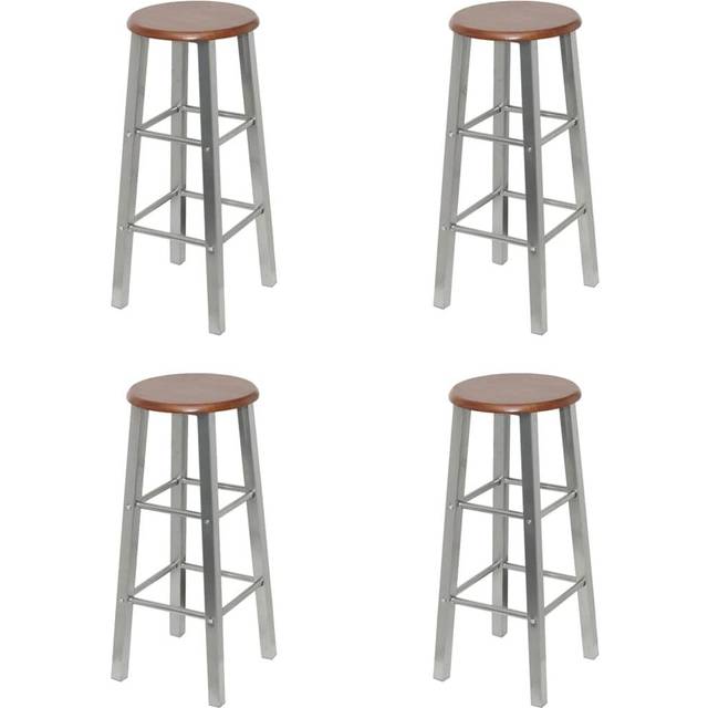 vidaXL Bar Stools 4 pcs Silver and Brown MDF