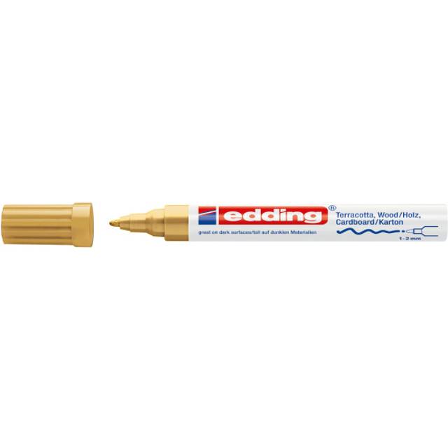 edding 751 Gloss Paint Marker - Gold (Metallic) - 1 Paint Marker - Round Tip 1-2 mm - Paint Pen for Glass, Pebbles, Wood, Plastic, Paper - Waterp