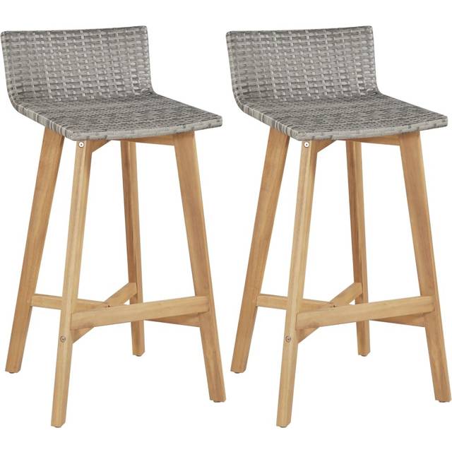 vidaXL Bar Chairs 2 pcs Solid Acacia Wood - Brown