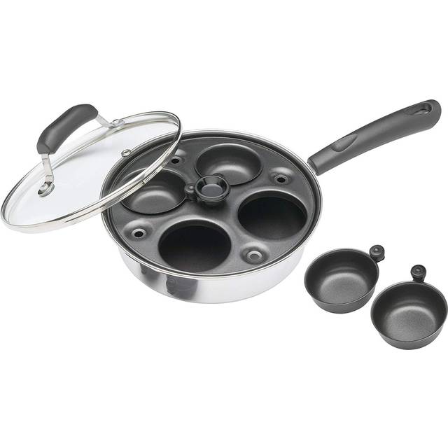4 Hole Egg Poacher - Silver;Grey (12cm H X 37cm W X 21cm D)