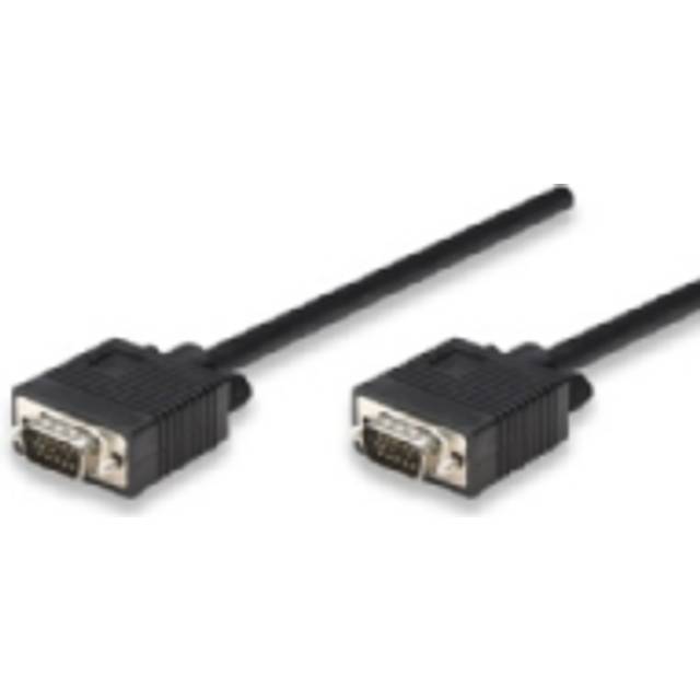 Manhattan VGA Anslutningskabel VGA 15-polig Kontakt, VGA 15-polig Kontakt 15.00 m Svart 372183 skruvbar VGA-kabel