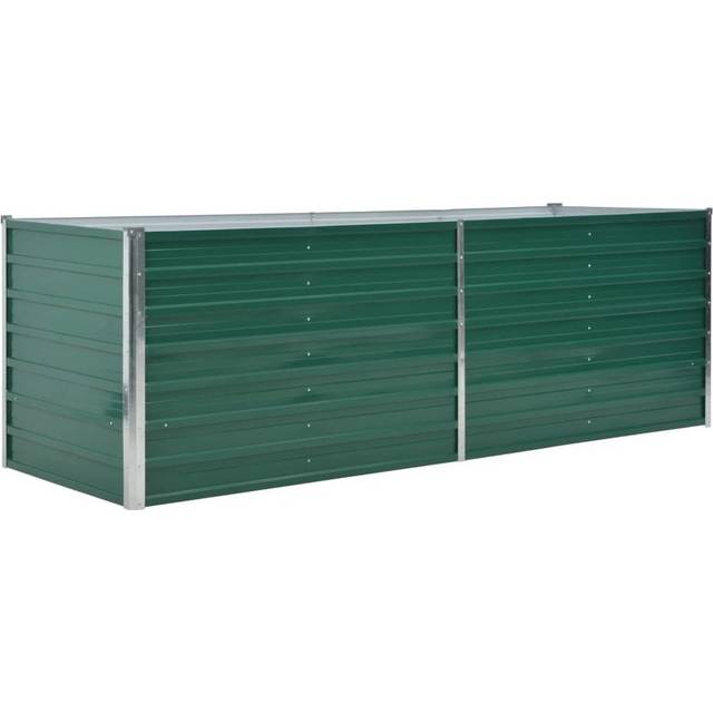 vidaXL Odlingslåda upphöjd galvaniserat stål 240x80x77 cm grå