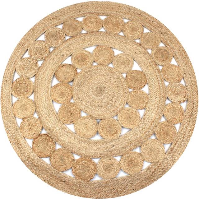 Jutematta flätad design rund 120 cm