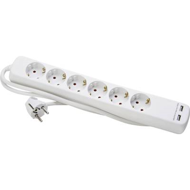 Kopp Socket-uttag med 6 eluttag & 2 USB-portar