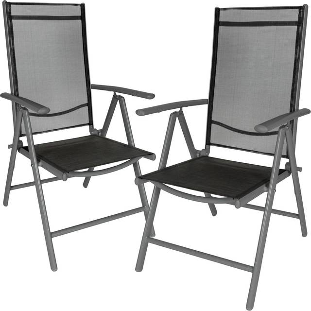 Garden Chairs Marilena - folding, aluminium, 7-position adjustable backrest - silver, Set of 2