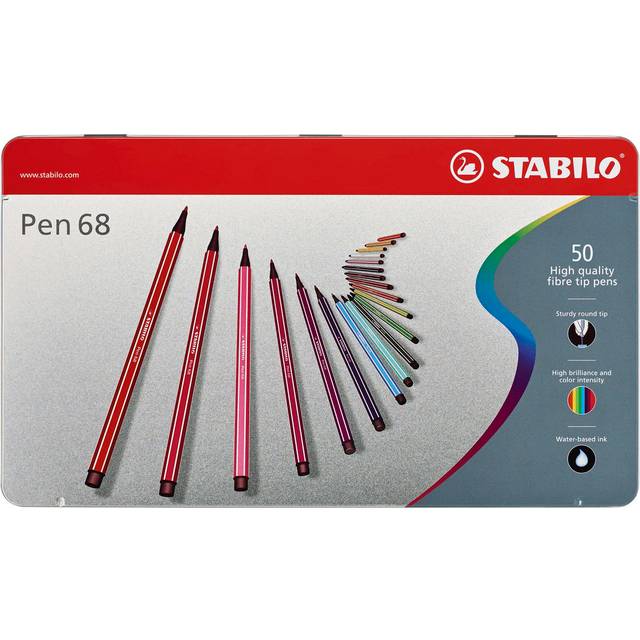 STABILO Pen 68 Premium Fibre Tip Pens Tinned Art Products 50 shades