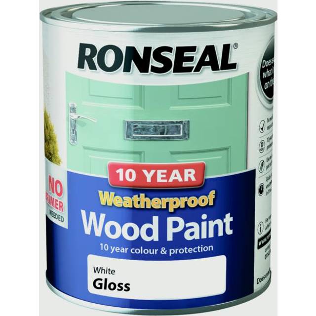 Ronseal - 10 Year Weatherproof Wood Paint White Gloss 750ml RSL38773