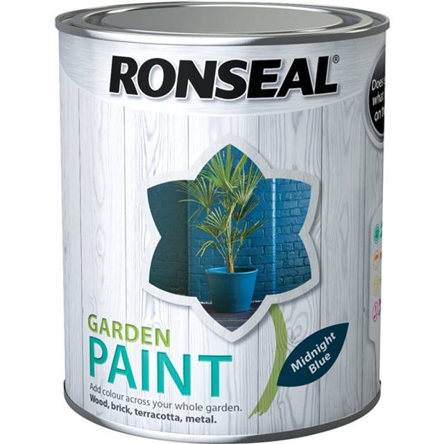 Ronseal Garden Paint Waterproof Exterior Wood Metal Brick Stone - 750ml - Midnight Blue