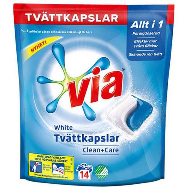 Tvättkapslar Via White Clean+Care - 14-P