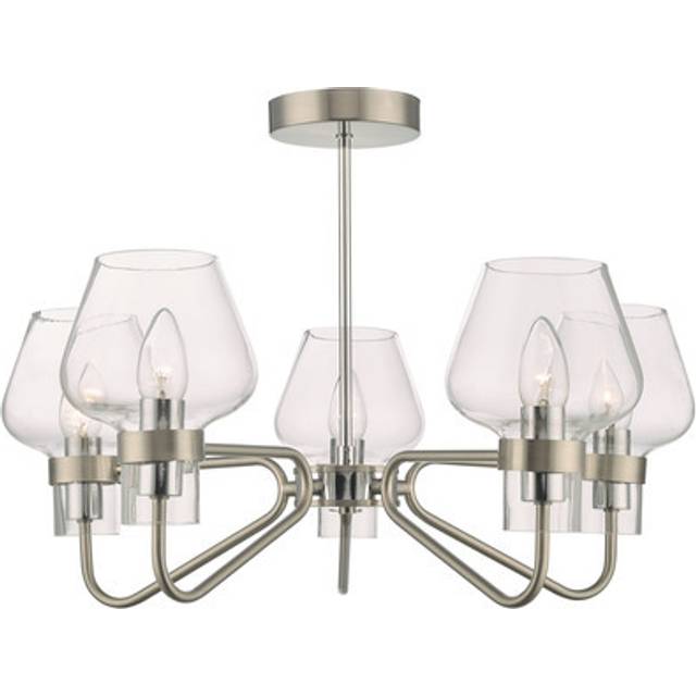 dar lighting KET5446 Keta 5 Light Semi Flush Satin Chrome and Polished Chrome