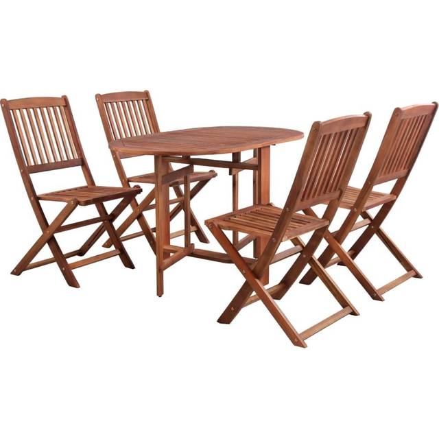 vidaXL 5 Piece Folding Outdoor Dining Set Solid Acacia Wood - Brown