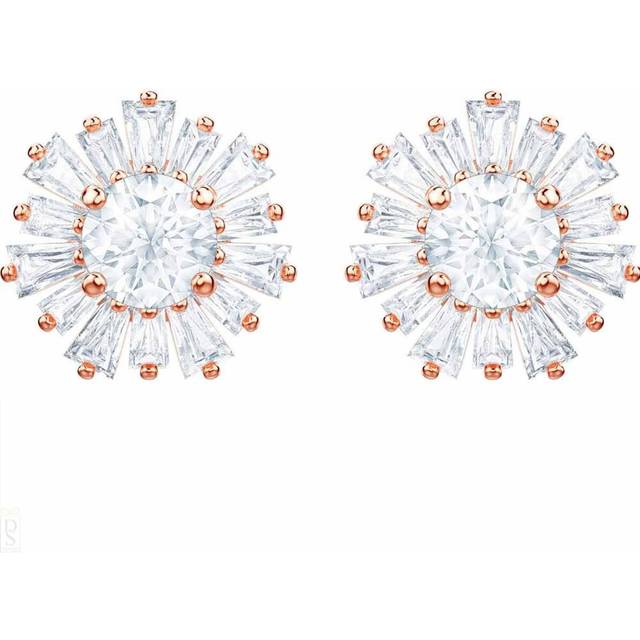 Swarovski Sunshine Rose Gold Tone White Crystal Stud Earrings 5459597
