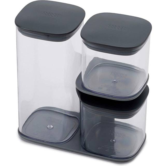Joseph Joseph Podium 3PCS Storage Jar Set With Stand - Grey