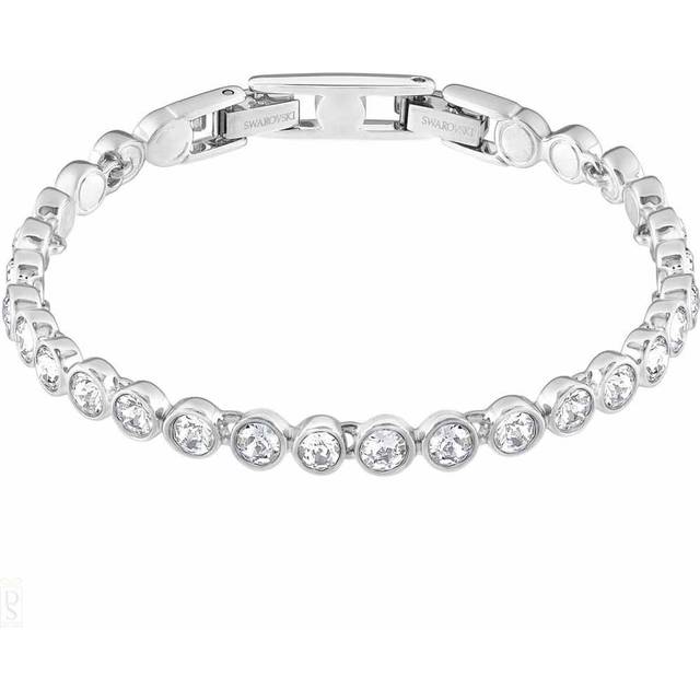 Swarovski Tennis Armband, Rund, Weiss, Rhodiniert