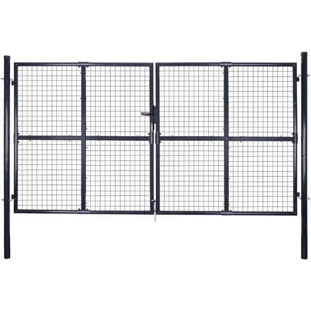 vidaXL Mesh garden Gate Galvanised Steel 289x200cm Grey Garden Fencing Door