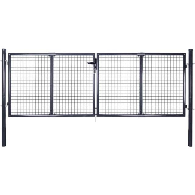 vidaXL Mesh Garden Gate Galvanised Steel 289x75 cm Grey
